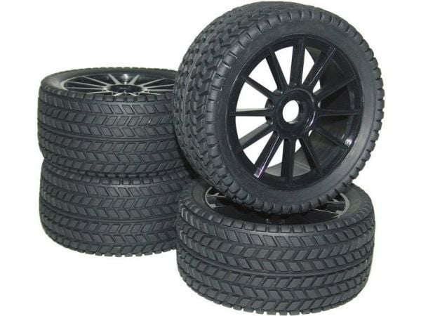Komplette hjul 1:8 Reely Buggy Street 12 eiker Sort 4 stk