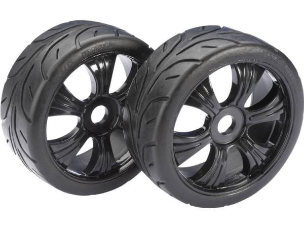 Komplette hjul 1:8 Absima Buggy Street 6 eiker Sort 2 stk