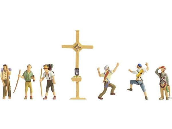NOCH Mountain Hikers with Cross, HO (1:87), Flerfarget
