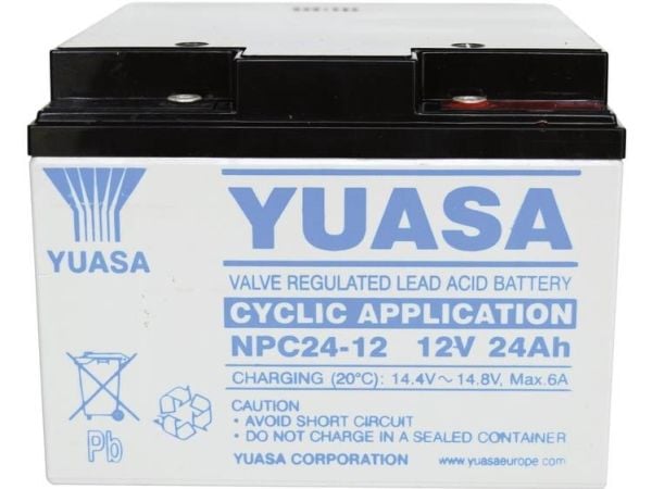 Yuasa NPC24-12, Forseglet blysyre (VRLA), 12 V, 1 stykker, Sort, Hvit, 24 Ah, 9 kg