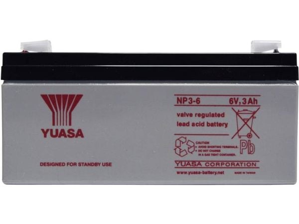 Yuasa NP3-6, Forseglet blysyre (VRLA), 6 V, Hvit, 3000 mAh, 630 g