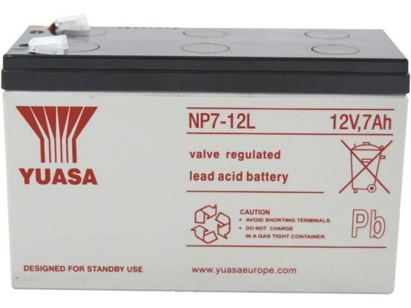 Yuasa NP7-12L, Forseglet blysyre (VRLA), 12 V, 1 stykker, 7000 mAh, 2,2 kg, 65 mm
