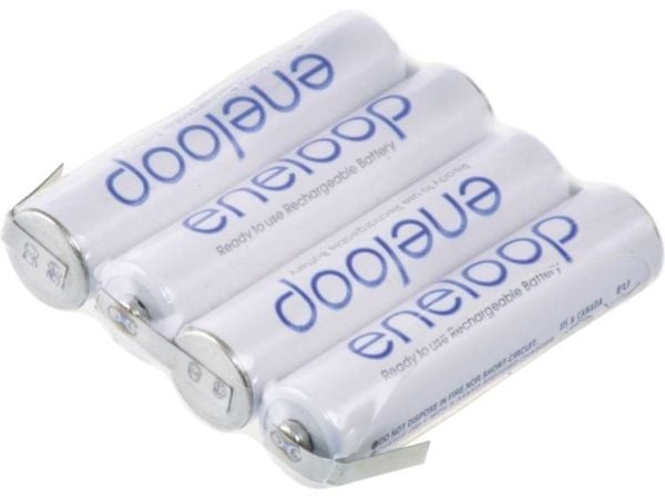 Panasonic eneloop F1x4 batteripakke 4 celler, batteristørrelse R03 (AAA), Z-loddefane, NiMH 4,8 V, 750 mAh