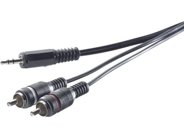 SpeaKa Professional SP-1300904, 2 x RCA, Hankjønn, 3.5mm, Hankjønn, 5 m, Grå