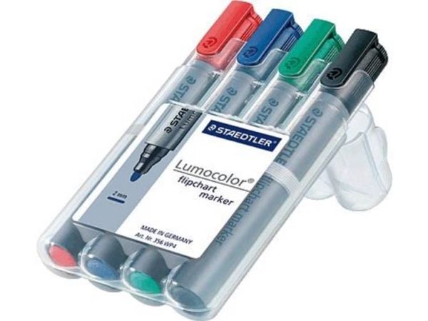 Staedtler 356 WP4, 4 kpl, Musta, Sininen, Vihreä, Punainen, Harmaa, Polypropeeni (PP), 2 mm