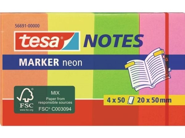 TESA 56691, Rektangel, Flerfarget, 20 mm, 50 mm, 50 ark