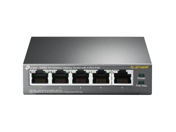 TP-Link TL-SF1005P - Switch - ikke-styrt - 5 x 10/100 (4 PoE) - stasjonær - PoE (58 W)