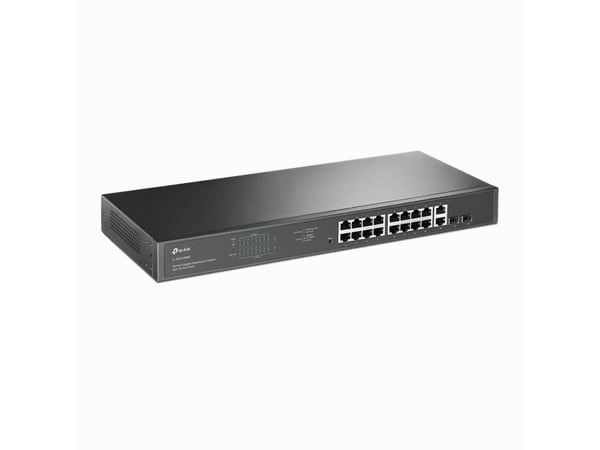 TP-Link JetStream TL-SG1218MPE - Switch - smart - 16 x 10/100/1000 (PoE+) + 2 x Gigabit SFP - rackmonterbar - PoE+ (192 W) - AC 100 - 240 V