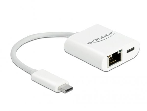 Delock - Nettverksadapter - USB-C 3.2 Gen 1 - Gigabit Ethernet x 1 - hvit