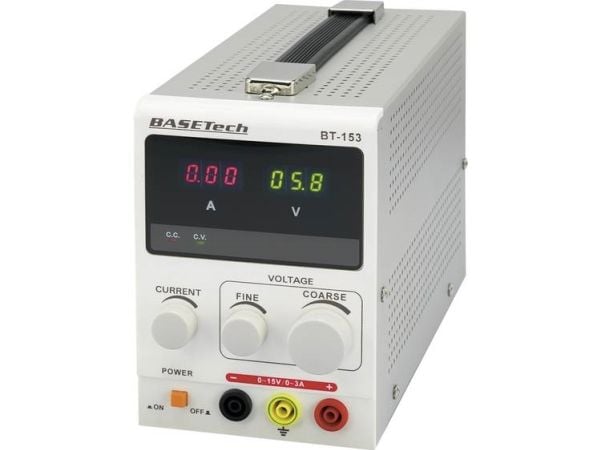 Basetech Laboratoriovirtalähde, säädettävä BT-153 0 - 15 V/DC 0 - 3 A 45 W 1 x (BT-153)