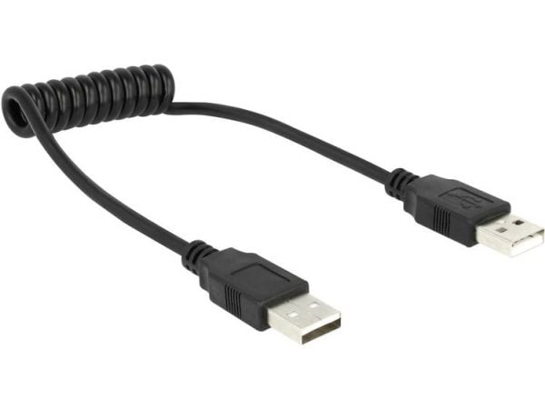 Delock - USB-kaapeli - USB (uros) - USB (uros) - USB 2.0 - 60 cm - kierretty - musta