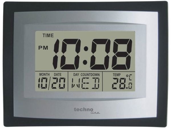 Technoline WS 8004, Digital vekkerklokke, Sort, Grå, LCD, AA, 220 mm, 170 mm