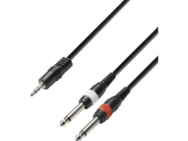 adam hall 3 Star, 3.5mm, Hankjønn, 2 x 6.35mm TS, Hankjønn, 3 m, Sort, Rød, Hvit