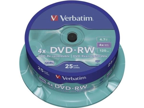 Verbatim - 25 x DVD-RW - 4.7 GB (120 min) 4x - matt sølv - spindel