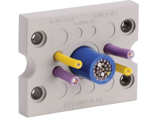 Icotek KEL-DPZ-B25 Kabelgennemføringsplade Klemme-diameter (max.) 6.5 mm Polyamidi , Elastomeeri Grå 1 stk