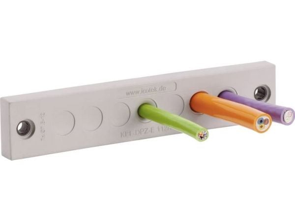 Icotek KEL-DPZ-E 112/21 Kabelgennemføringsplade Klemme-diameter (max.) 6.5 mm Polyamidi , Elastomeeri Grå 1 stk
