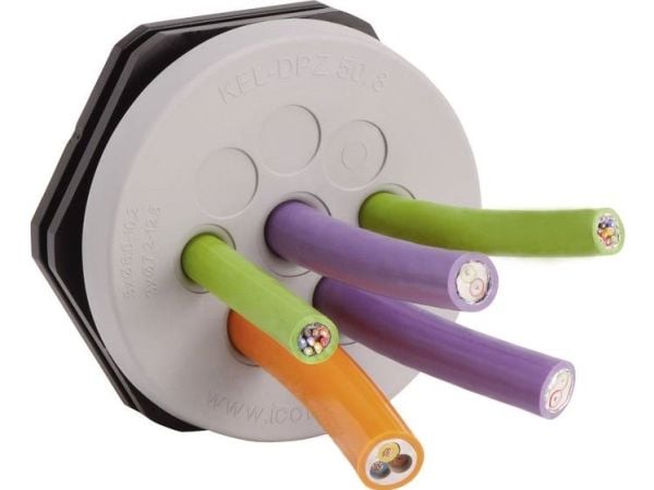 Icotek KEL-DPZ 63/35 Kabelgennemføringsplade Klemme-diameter (max.) 6.5 mm Polyamidi , Elastomeeri Grå 1 stk