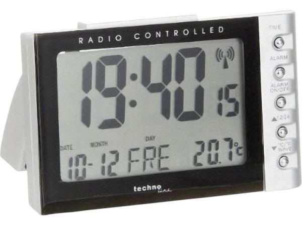 Technoline WT 188, Digital vekkerklokke, Svart, Sølv, 12/24h, °C, LCD, Batteri