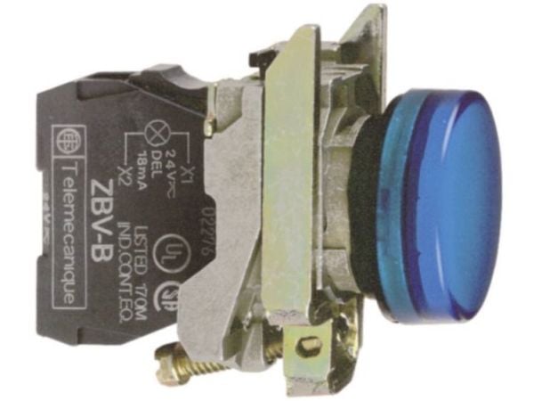 Schneider Electric XB4BVB6, Sininen, IP66, CSA, 24 V, 2,2 cm