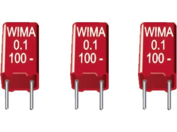 WIMA MKS2C043301K00KSSD, Fixed capacitor, Film, Overflate, DC, Rød, 63 nF