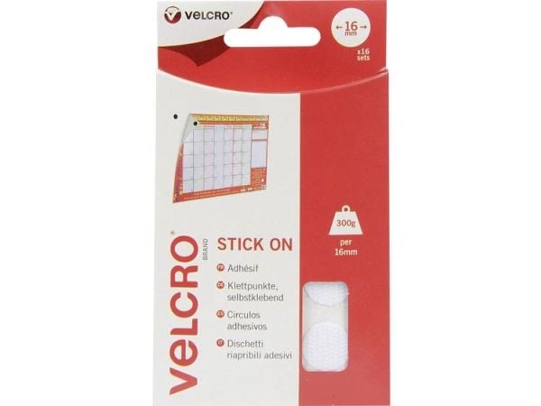 Kardborre VEL-EC60227, vit, 16 mm, 16 st