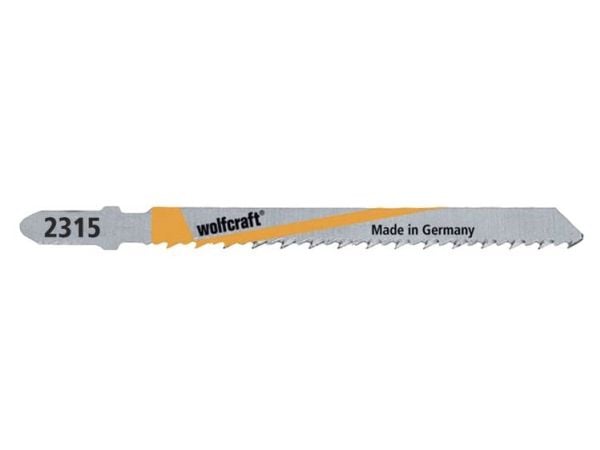 wolfcraft GmbH 2315000, Stikksagblad, Parkett, Plast, Kryssfiner, Høy-Hastighets Stål (HHS), Rustfritt stål, Gult, 7,5 cm, 2,5 mm
