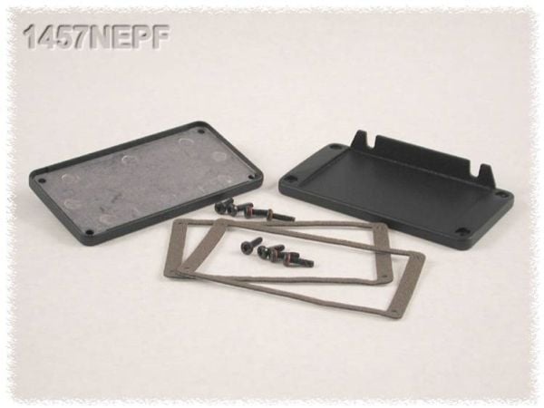Hammond Electronics 1457NEPF 1457NEPF endeplate med flens (L x B x H) 12 x 104 x 55 mm aluminium sort 2 stk