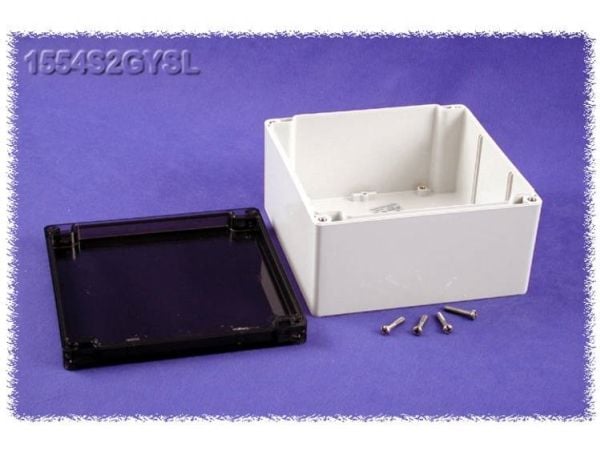 Hammond Electronics 1554S2GYSL Universalskap 160 x 160 x 90 Polykarbonat Grå 1 stk