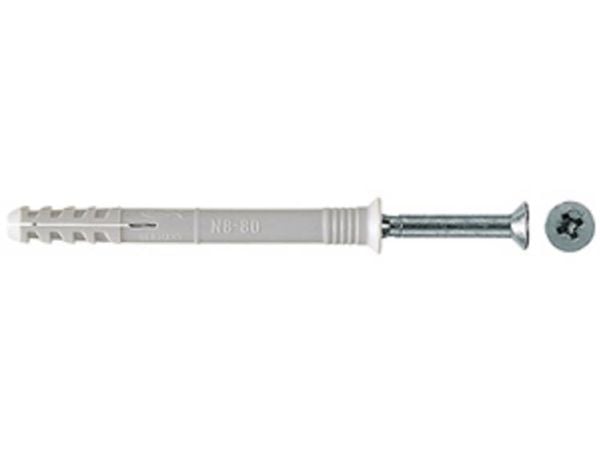 Fischer 50347, Skrue- og veggpluggsett, Murstein, Betong, Nylon, Sinkbelagt stål, Pozidriv, PZ3