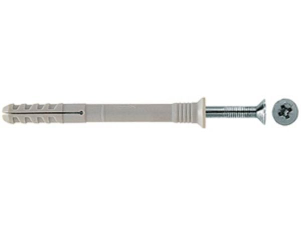 Fischer 50375, Skrue- og veggpluggsett, Murstein, Betong, Pozidriv, PZ3, 80 mm, 8 mm
