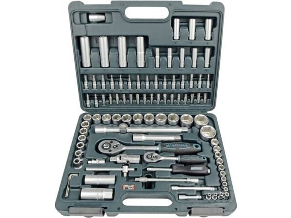 Brüder Mannesmann pipenøkkelboks 6,3 mm (1/4") og 12,5 mm (1/2") 94 stk. (M98410)