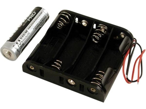 Hammond Electronics BH4AAW Batteriholder 4 x AA Plastic Sort 1 stk