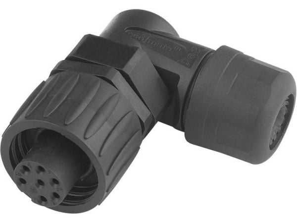 Amphenol C016 20F003 100 12, 22 A, 400 V, 4P, 90° kulmaus, Naaras, Hopea