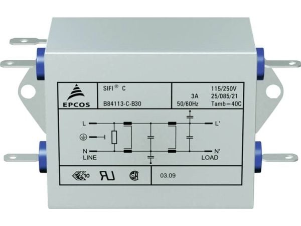 TDK B84113CB30 Bullerfilter flamskyddad 250 V/AC 3 A 4,7 mH (L x B x H) 89,5 x 50,8 x 38,1 mm 1 st