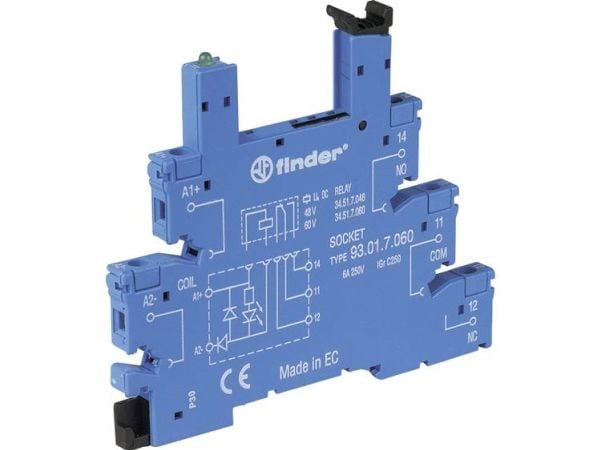 Finder 93.01.0.240 Releen pistorasia kiinnikkeellä, LED:llä, releen kelan EMC-merkinnällä Sopii sarjaan: Phoenix Contact Sarja EMD-SL (L x S x K) 8...