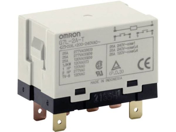 Omron G7L-2A-T 24 VAC pistorele 24 V/AC 25 A 2 x päätepistokosketin 1 kpl 1 kpl