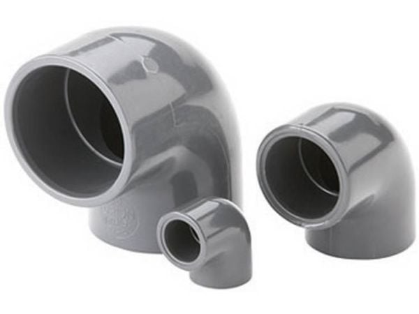 Fiap 2442, Polyvinylklorid (PVC), Buet festestykke til avløpsrør, Grå, 90°, 5 cm, 140 g