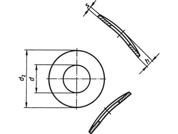 TOOLCRAFT A2,6 D137-A2 194664 Fjäderskivor Indvendig diameter: 2.8 mm M2.5 DIN 137 Rustfrit stål A2 100 stk