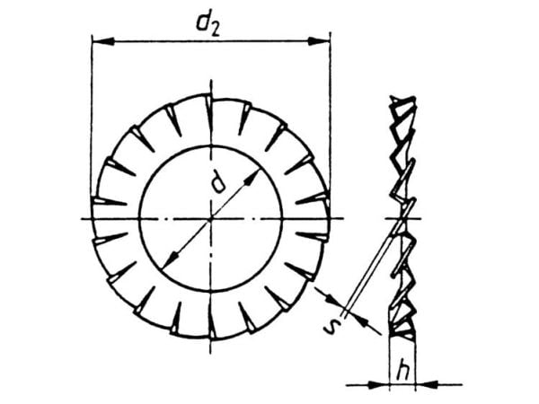 TOOLCRAFT stjärnfjäderskiva 194755 D6798, invändig Ø 5.3 mm, M5, DIN 6798 fjäderstål (100 st.)