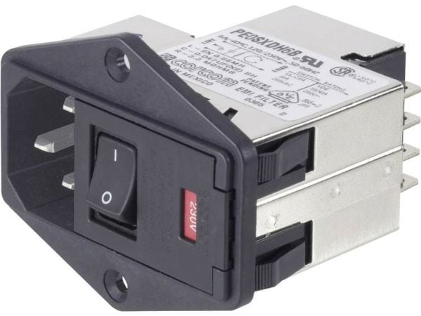 TE Connectivity PS0S0DSXB=C1265 Strømfilter med afbryder, med 2 sikringer, med IEC-tilslutning 250 V/AC 10 A 1 stk 1 stk
