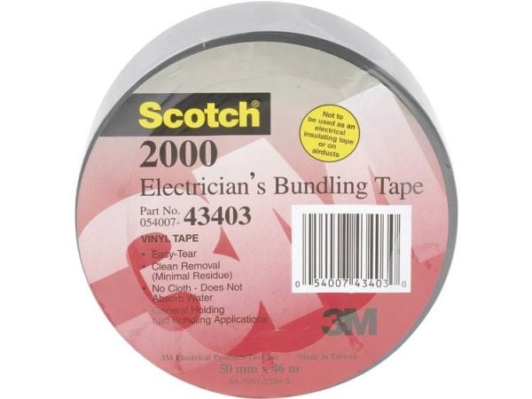 3M 2000 Cinta Americana, Grå, PVC, 46 m, 50 mm, 0,15 mm, 0,15 mm