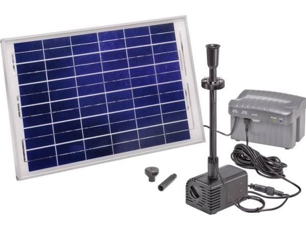 Esotec 101780 Siena Plus solcellefontenesett med belysning og batterilagring