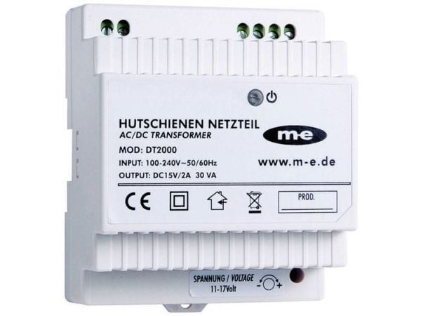 M-E MODERN-ELECTRONICS DIN-skinne strømforsyning DC 15 V / 2 A (40778)