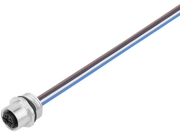 BINDER 09-3442-433-05, 0,2 m, M12, naarasliitin, polyvinyylikloridi (PVC), 300 V, UL 2238, VDE, DIN EN 61076-2-101