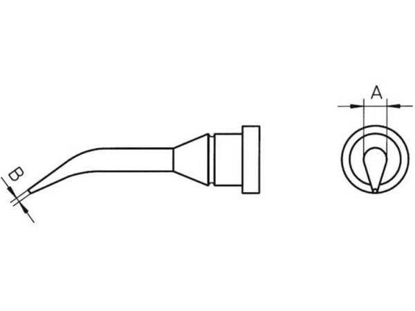 Weller LT-1SLX loddetupp rund, lang, bøyd - spissstørrelse 0,4 mm - spisslengde 22 mm - 1 stk