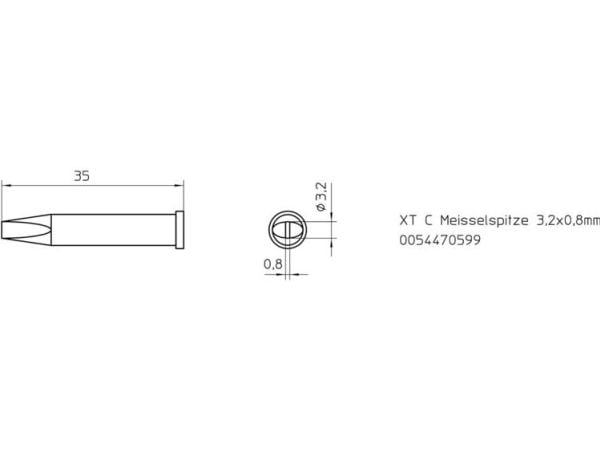Weller T0054470599, Loddespiss, Weller, WP120, 1 stykker, 1,6 mm, 0,8 mm