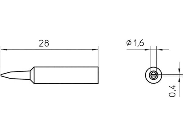 Weller XNT A, Loddespiss, Weller, WXP65, 1 stykker, 1,6 mm, 0,02 mm