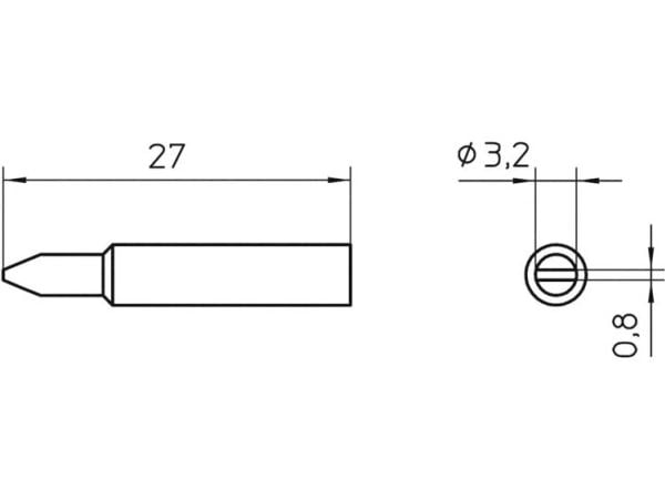 Weller XNT C, Loddespiss, Alle merker, 1 stykker, 3,2 mm, 0,8 mm, 27 mm