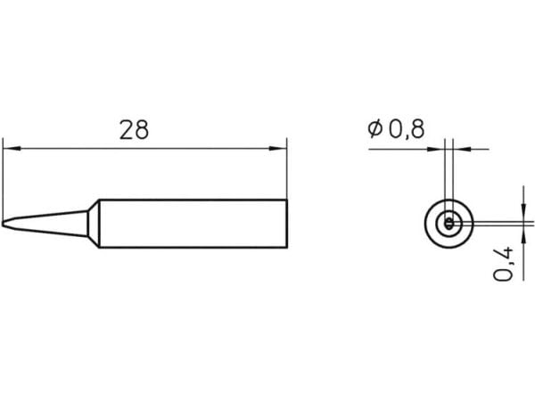 Weller T0054485999, Loddespiss, Weller, WXP65, 1 stykker, 0,8 mm, 0,4 mm