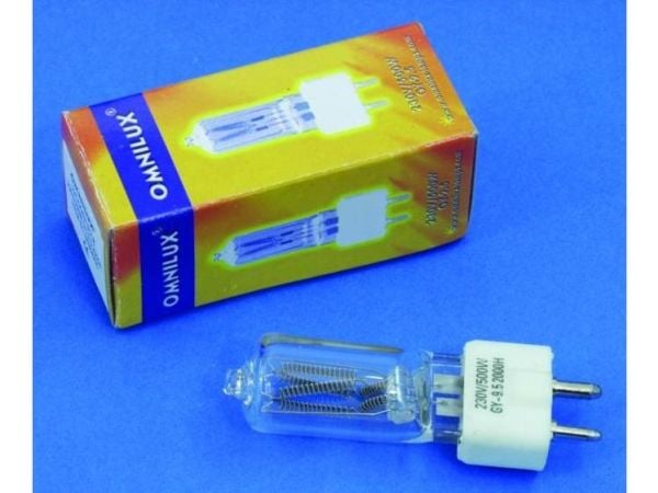Omnilux studi lyspære halogen lyskilde 230 V GY9.5 500 W hvit